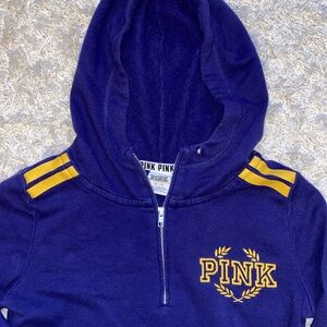 Victoria’s Secret PINK Dark Rich Purple/Blue w/ Yellow Writing Hoodie.